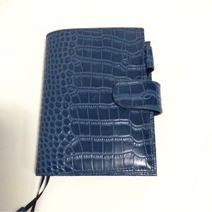 Moterm Leather Cover, size A6 in Croc Blue